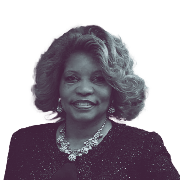 A black and white portrait of Theresa Gillespie Isom, Democratic candidate for Mississippi Senate District 2, smiling and looking into the camera.