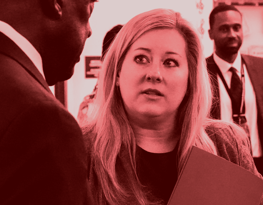 A red-scale image of defeated GOP legislator, Kim Taylor.